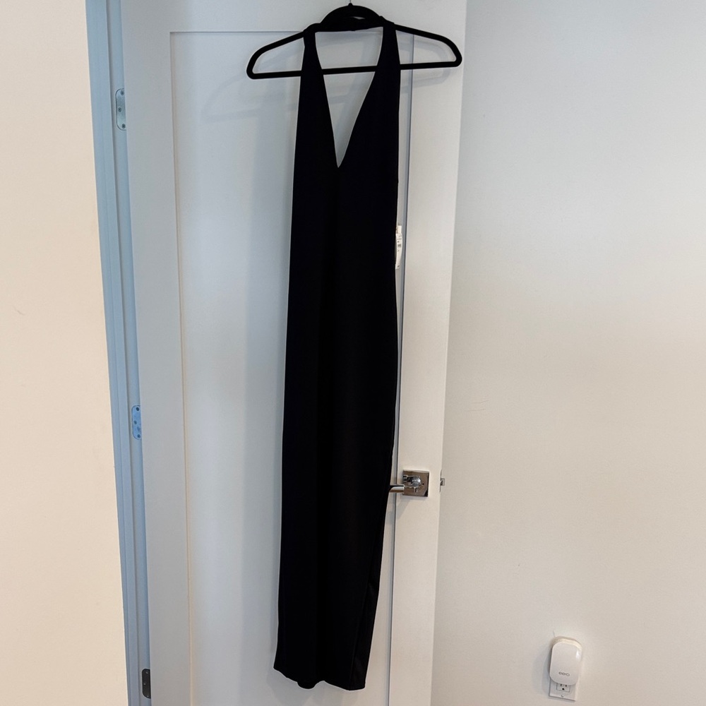 Good American Scuba Halter Maxi Dress, Black, Size Large, NWT